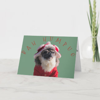 Tarjeta Festiva "Bah Humpug" Funny Pug Santa Claus