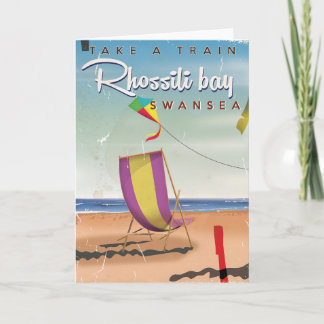 Tarjeta Festiva Bahía de Rhossili, poster de viajes de Swansea