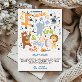 Tarjeta Festiva Baila, canta y juega, cumpleaños feliz de los niño