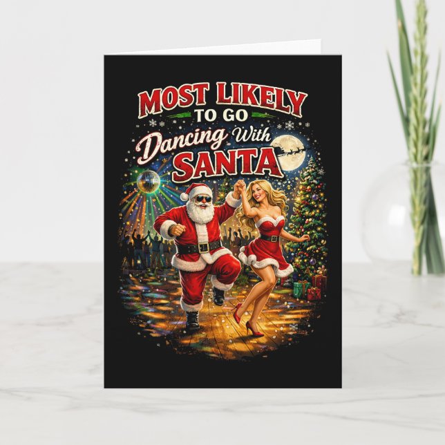 Tarjeta Festiva Bailando con Santa (Anverso)