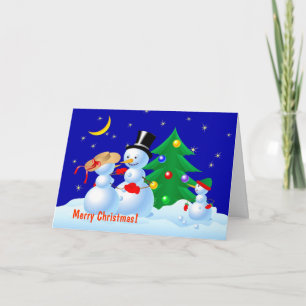 Tarjeta Festiva Bailando los hombres de nieve