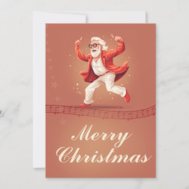 Tarjeta Festiva Bailando Santa Claus (Anverso)