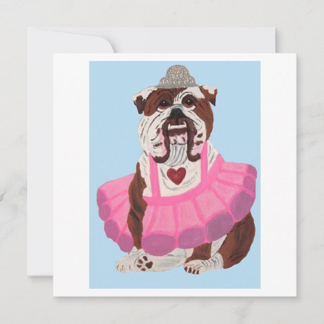 Tarjeta Festiva Bailarina Bulldog (Anverso)