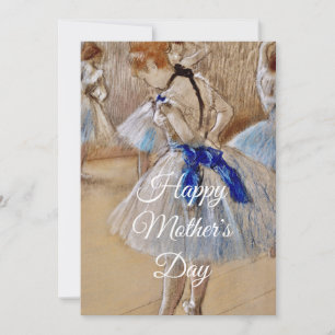 Tarjeta Festiva Bailarina de Degas con lazo azul