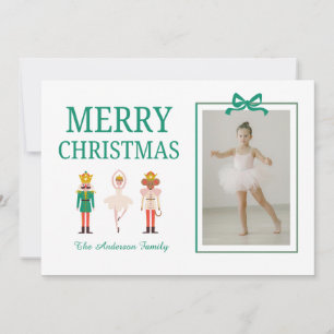 Tarjeta Festiva Bailarina de Foto Navideña Festiva Cascanueces