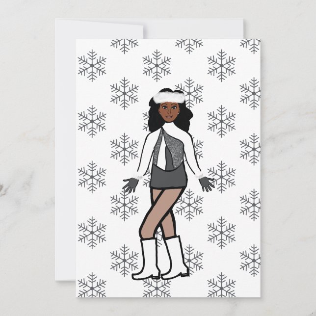 Tarjeta Festiva Bailarina de nieve plateada (Anverso)