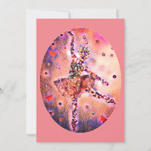 Tarjeta Festiva Bailarina Rosa Hada de Azúcar de Ciruela Cascanuec