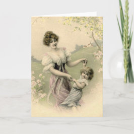 Tarjeta Festiva Baile de madre e hijo vintage