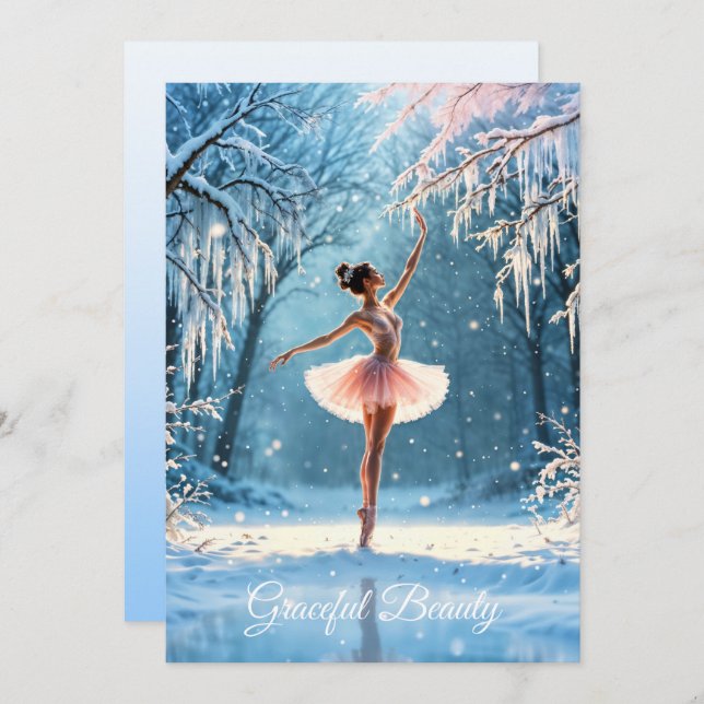 Tarjeta Festiva Baile de nieve baile invierno belleza arte (Anverso / Reverso)