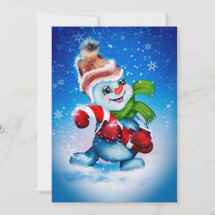 Tarjeta Festiva Baile del Muñeco de Nieve