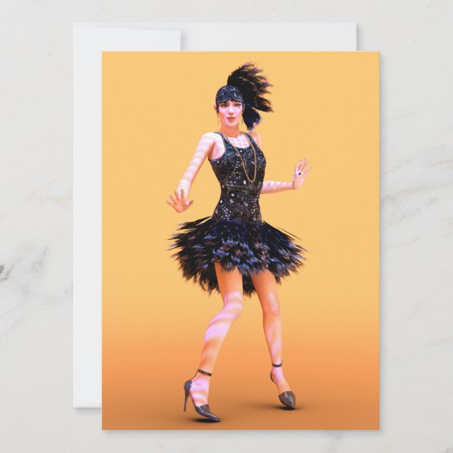 Tarjeta Festiva Baile Flapper Vintage (Anverso)