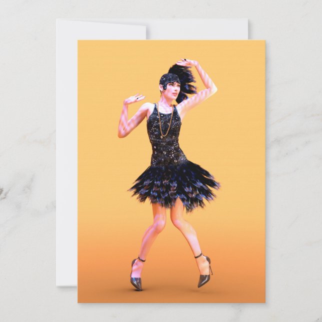 Tarjeta Festiva Baile Flapper Vintage (Anverso)