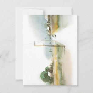 Tarjeta Festiva Bajando Por El Carril En Las Acuarelas