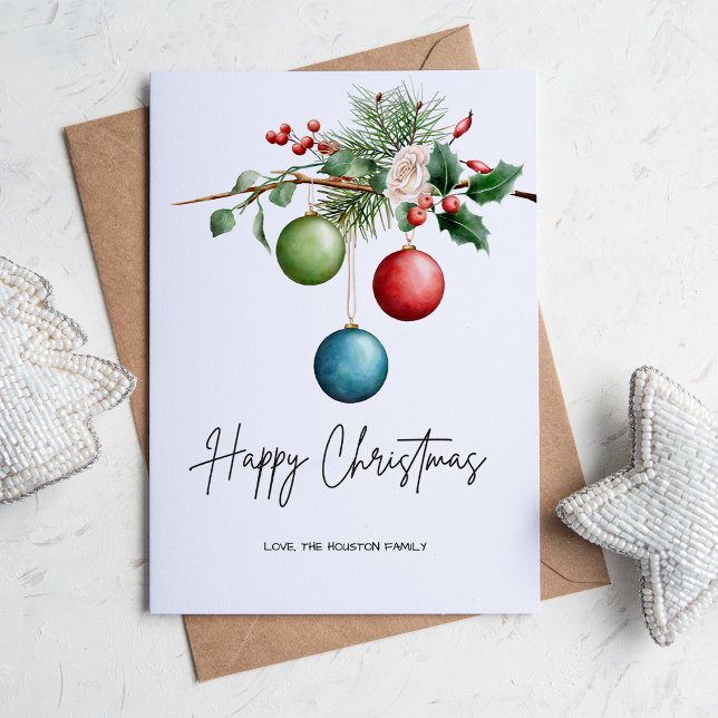 Tarjeta Festiva Bajo Botánico de Pino Rústico Simple (Subido por el creador)