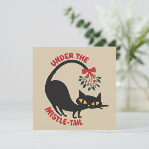 Tarjeta Festiva Bajo el muérdago Catmas Retro Mediocentro Gato