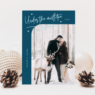 Tarjeta Festiva Bajo Mistletoe Forever New Photo Verde azulado