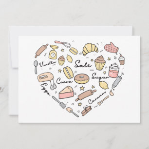 Tarjeta Festiva Baker Heart Funny Bakery Baking Pastry Chef