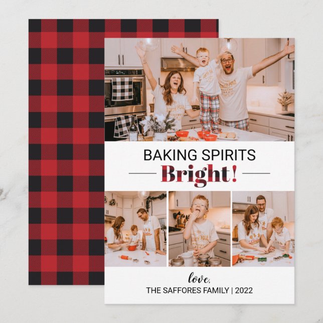 Tarjeta Festiva Baking Spirit Bright Holiday Christmas Photo Card (Anverso / Reverso)