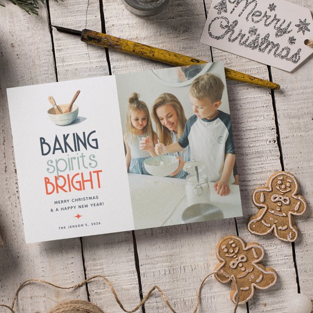 Tarjeta Festiva Baking Spirit Bright Photo Holiday Card (Subido por el creador)