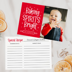 Tarjeta Festiva Baking Spirit Bright Recipe Card Holiday Photo