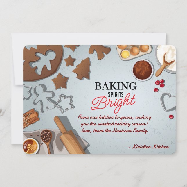 Tarjeta Festiva Baking Spirits Bright Christmas Cookie Dough (Anverso)