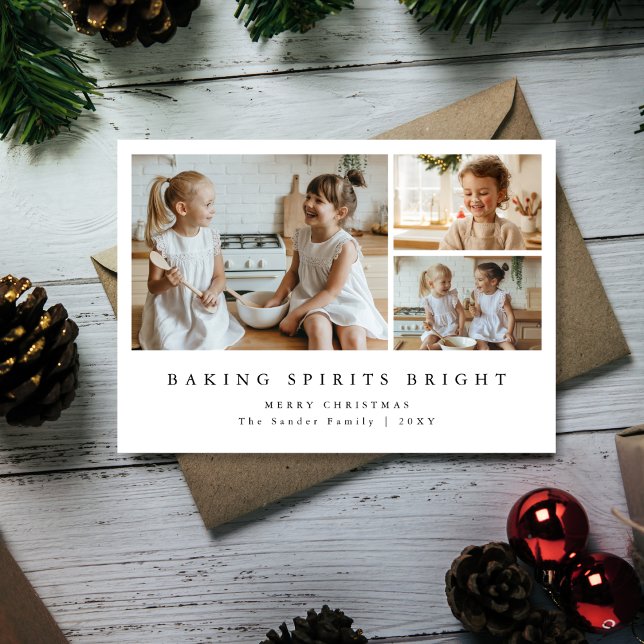 Tarjeta Festiva Baking Spirits Bright Modern Christmas Photo Card (Subido por el creador)