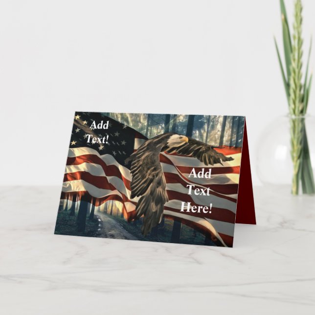 Tarjeta Festiva Bald Eagle American Flag Country Road Holiday Card (Anverso)