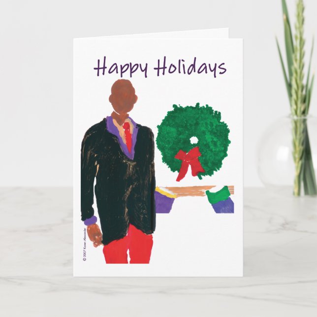 Tarjeta Festiva "Bald Man" Happy Holidays (Anverso)