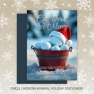 Tarjeta Festiva Balde de golf de los Navidades Rojos Snowley