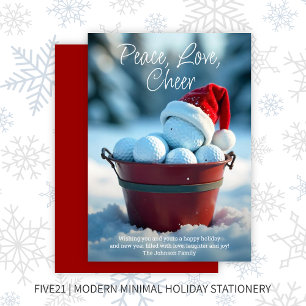 Tarjeta Festiva Balde de golf de los Navidades Rojos Snowley