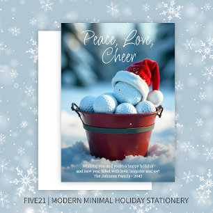 Tarjeta Festiva Balde de golf de los Navidades Rojos Snowley