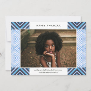 Tarjeta Festiva Baldosas acuáticas modernas de Kwanzaa   Azul   Fo