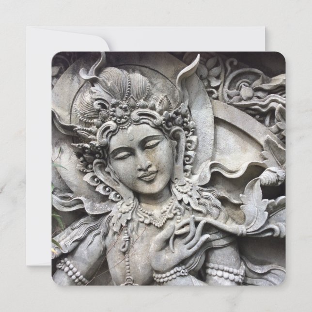 Tarjeta Festiva Balinese Goddess Stone Carving Card (Anverso)