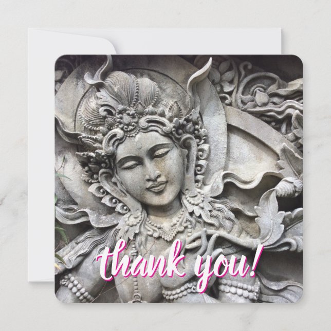 Tarjeta Festiva Balinese Goddess Stone Carving Thank You Card (Anverso)