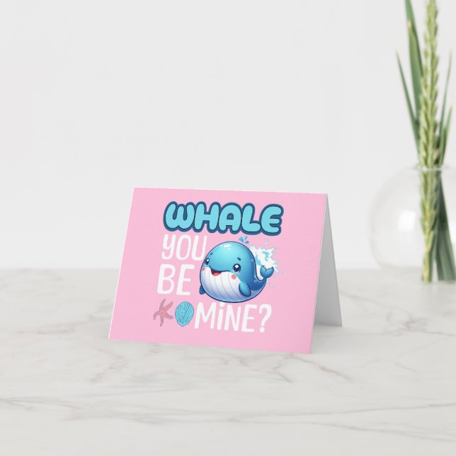 Tarjeta Festiva Ballena Vas a Ser Mía Puns de Ballena Amor (Anverso)