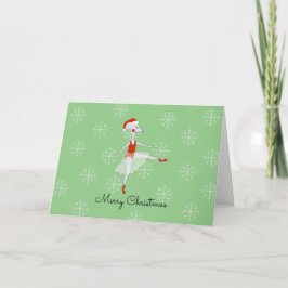 Tarjeta Festiva Ballerina Mouse Snowflakes Navidades