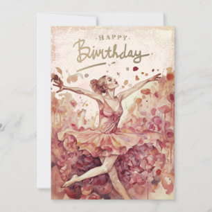 Tarjeta Festiva Ballerina Watercolor Feliz cumpleaños