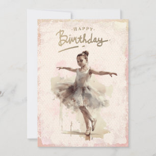 Tarjeta Festiva Ballerina Watercolor Feliz cumpleaños