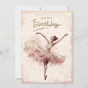 Tarjeta Festiva Ballerina Watercolor Feliz cumpleaños