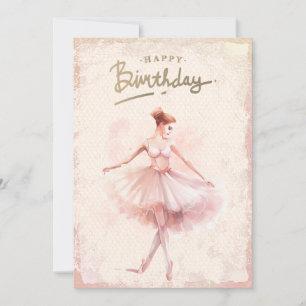 Tarjeta Festiva Ballerina Watercolor Feliz cumpleaños