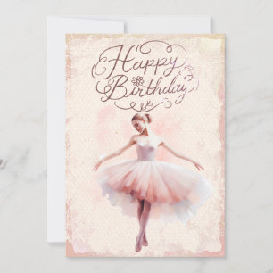 Tarjeta Festiva Ballerina Watercolor Feliz cumpleaños