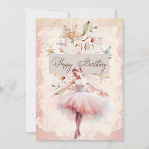 Tarjeta Festiva Ballerina Watercolor Feliz cumpleaños