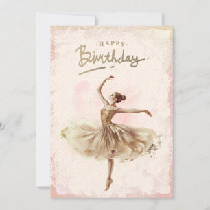 Tarjeta Festiva Ballerina Watercolor Feliz cumpleaños