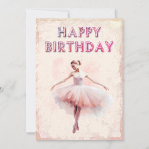 Tarjeta Festiva Ballerina Watercolor Feliz cumpleaños