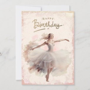 Tarjeta Festiva Ballerina Watercolor Feliz cumpleaños