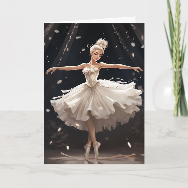 Tarjeta Festiva Ballet Reina de la Nieve Bailarina Copo de Nieve N (Anverso)