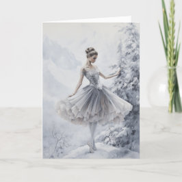 Tarjeta Festiva Ballet Reina de las Nieves Bailarina Copo de Nieve