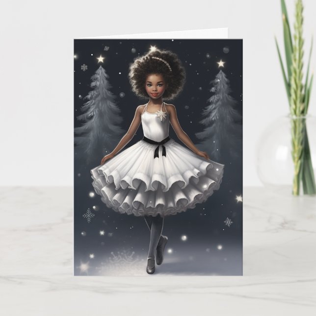 Tarjeta Festiva Ballet Reina de las Nieves Bailarina Copo de Nieve (Anverso)