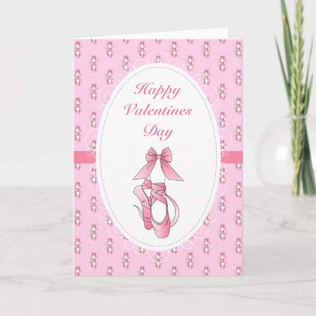 Tarjeta Festiva Ballet rosa Shoes Valentines (Anverso)
