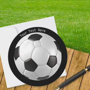 Tarjeta Festiva Balón de fútbol redondo con texto personalizado mo